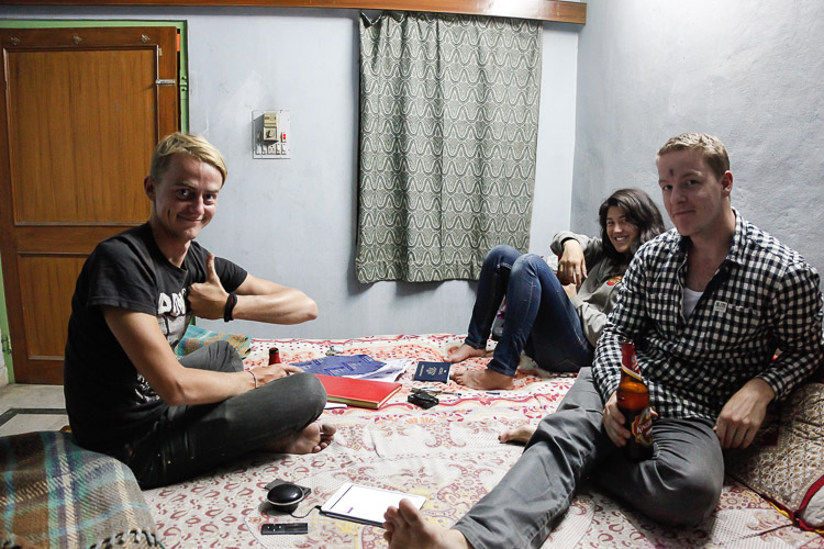 When these two couchsurfers in Jaipur (India) got kicked out at midnight by our host, I joined them to look for another place to sleep. Unlike our host, these were some very positive people! (photo taken from tripod)