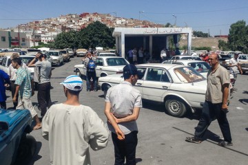 A taxi rank in Morocco