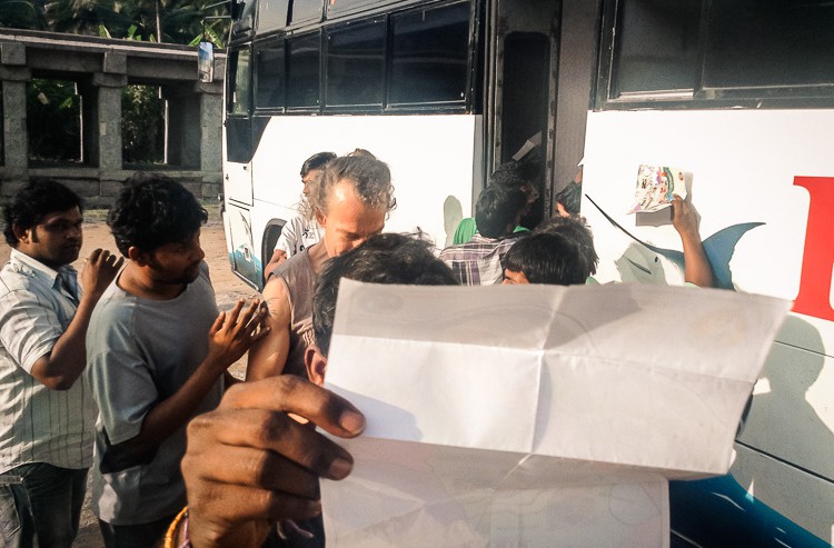 Taxi drivers trying out an obvious scam on tourists in Hampi, India