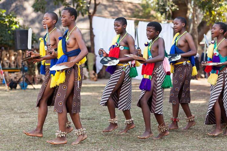 A traditional ceremony takes place as the king of Swaziland is about to arrive