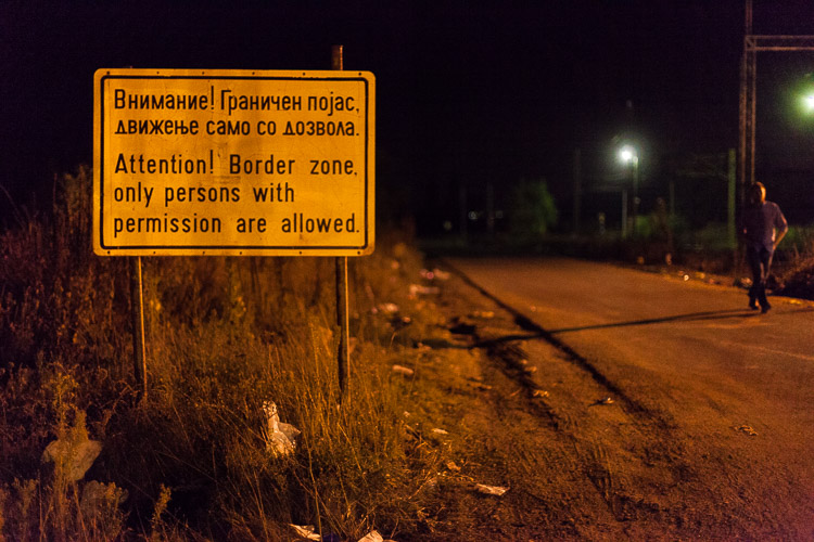 A sign at Tabanovce train station indicates that only persons with permission are allowed access.