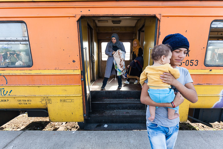 Refugees arrive by train on the early morning at Tabanovce train station, which lays 400 meters from the unofficial border with Serbia.