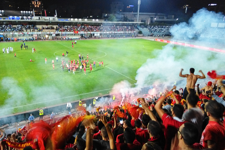 Partizanis fans cheer during the match between KF Tirana and FK News  Photo - Getty Images