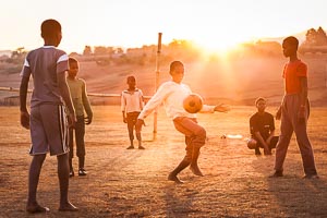 Playing football in Swaziland