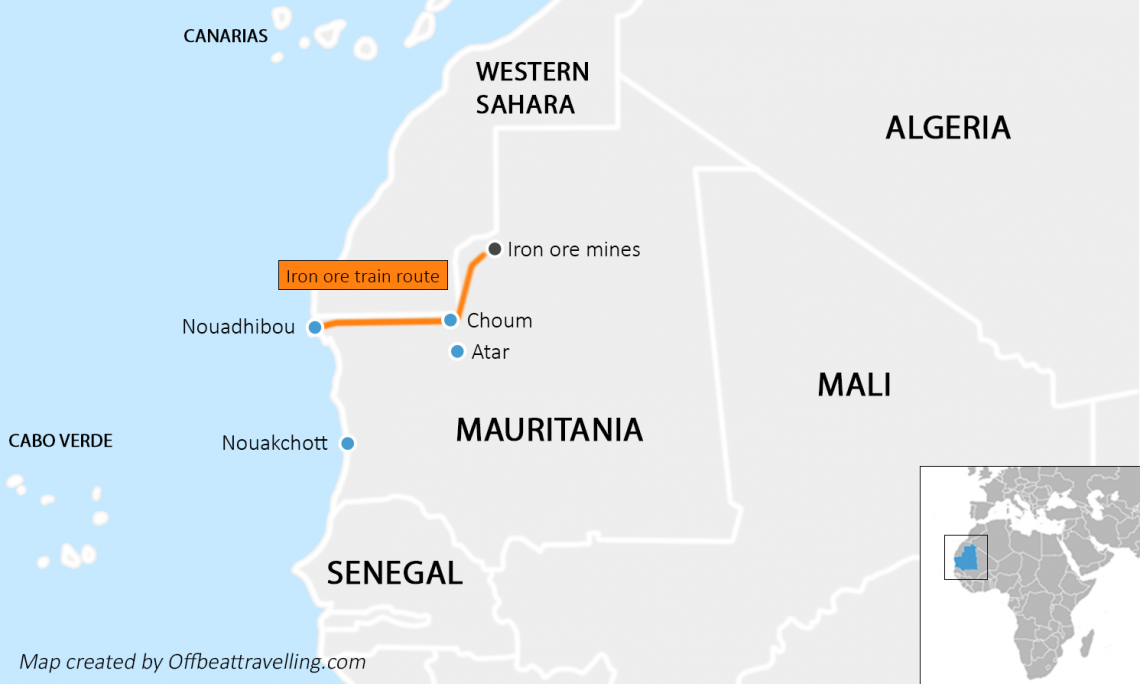 Mauritania map train route